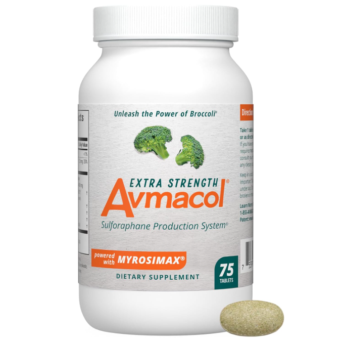 Nutramax Laboratories Avmacol Extra Strength Sulforaphane-Producing Supplement for Detoxification, Antioxidant Support, Immune Health 75 Tablets